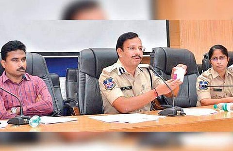Cyberabad Police Commissioner Sajjanar during a press conference. (File Photo | EPS)