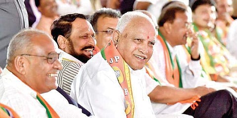 Chief Minister B S Yediyurappa, Deputy Chief Minister Laxman Savadi and  other BJP leaders.