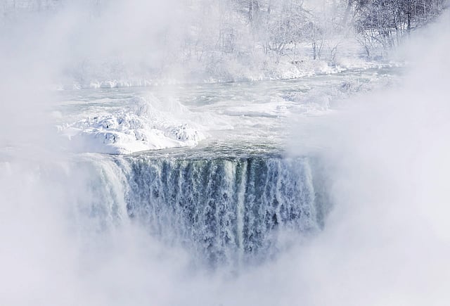 Ice and water flows over the brink of the Horseshoe Falls in Niagara Falls, Ontario, Canada. (Photo | AP)