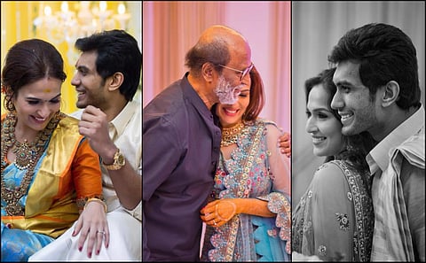 With Superstar Rajinikanth's second daughter Soundarya's wedding with Vishagan Vanangamudi a day away, all his family members are in a celebratory mood as seen in all the photos and videos doing the rounds from her pre-wedding reception bash and sangeet n