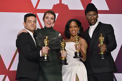 [L-R] Academy award winners Rami Malek, Olivia Colman, Regina King and Mahershala Ali. (Photo | AP)