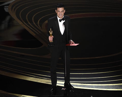 Rami Malek accepts the award for best performance by an actor in a leading role for 'Bohemian Rhapsody' at the Oscars. (Photo | AP)