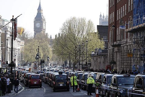 A file image of London's black cabs. (Photo | AFP)