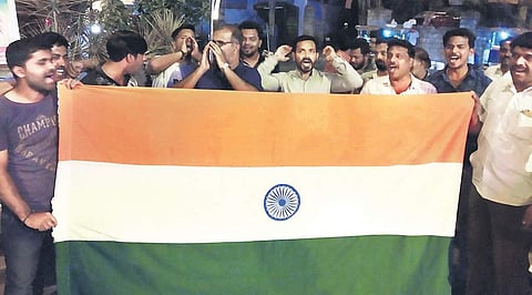 Residents of Bengaluru went out on the streets to celebrate the attack on Tuesday | express