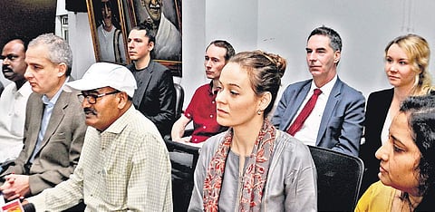 VMC commissioner M Rama Rao and a delegation from Germany addressing mediapersons in the city on Thursday I Express