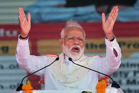 Prime Minister Narendra Modi speaks during a programme for the launch of various development projects a road safety park and a transport museum in Kanyakumari Friday March 1 2019. | PTI