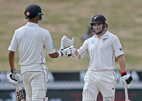 Tom Latham(R) and Jeet Raval hit centuries for the Black Caps. (Photo | Twitter/@BlackCaps)
