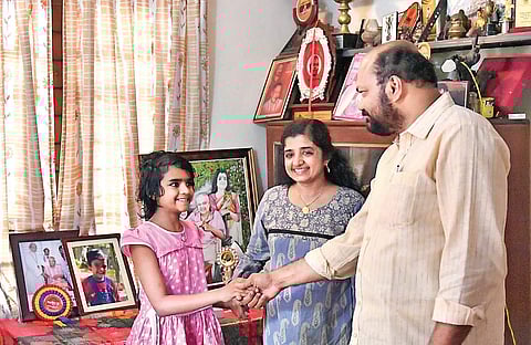 LDF candidate P Rajeev Visiting late  CPM leader Simon Britto’s family at Vaduthala in Kochi on Sunday. | Express