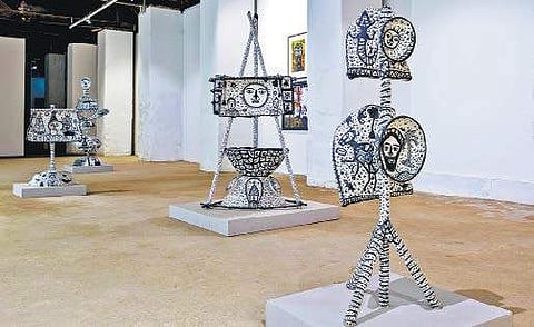 Madhvi Parekh’s paintings and sculptures