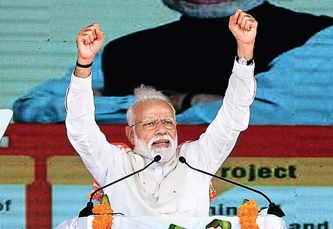 Prime Minister Narendra Modi addressing a public meeting in Tamil Nadu’s Kanniyakumari district. (File | EPS)