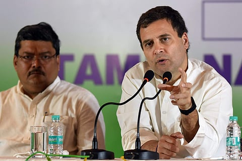 Congress President Rahul Gandhi addresses a press conference in Chennai. (Photo | PTI)