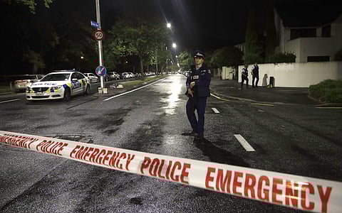 A police officer patrols at a cordon near a mosque in central Christchurch, New Zealand, Friday, March 15, 2019. (Photo: AP)