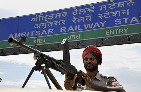A security personnel on alert at the Amritsar railway station (File Photo | PTI)
