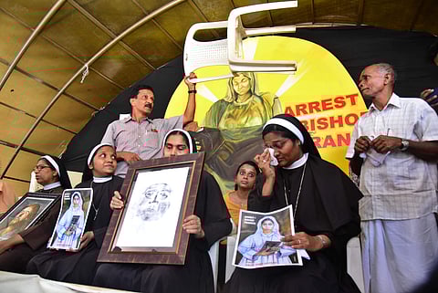 Nuns protesting against rape-accused Bishop Franco Mullakal. (Photo | EPS/ File)