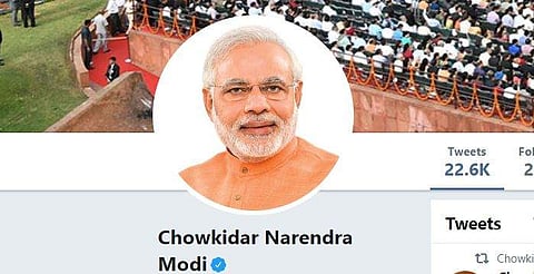 Updated Twitter profile of Narendra Modi. (Photo: Twitter)