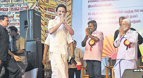 DMK president M K Stalin at an election campaign in Tiruvanna-malai on Saturday  | Express