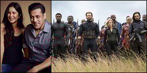L-R: Katrina Kaif and Salman Khan in Bharat; a still from Avengers: Infinity War.