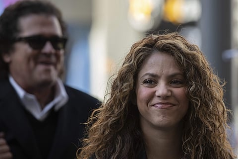 Colombian singers Shakira, right, and Carlos Vives, background, arrive at court in Madrid, Spain, Wednesday, March 27, 2019. (Photo | AP)