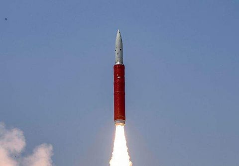 Ballistic Missile Defence BMD Interceptor missile being launched by Defence Research and Development Organisation DRDO in an Anti-Satellite A-SAT missile test Mission Shakti engaging an Indian orbiting target satellite in Low Earth Orbit LEO in a Hit to K