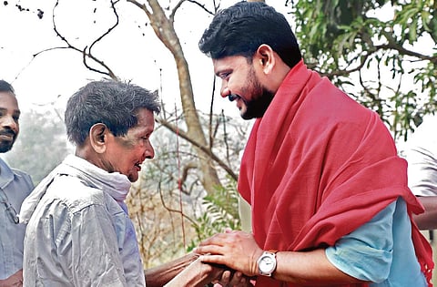 Malappuram Lok Sabha constituency LDF candidate VP Sanu during his election campaign  at Kondotty.| Express