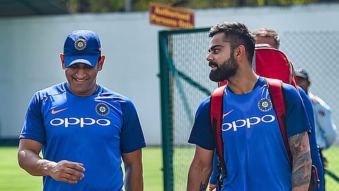 Virat Kohli and MS Dhoni (L) during a practice session ahead of the 2nd ODI cricket match against Australia at Vidarbha Cricket Association Stadium in Nagpur. | PTI