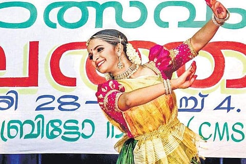 The first prize winning performance of Malavika Krishnadas of SH College, Thevara, in the classical dance event (Photo | Vishnu Prathap/EPS)