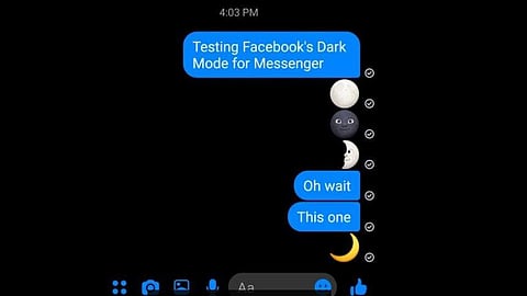 Send the yellow crescent moon emoji on a Facebook Messenger chat to activate Dark Mode! (Photo | Screengrab)