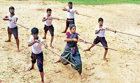 Silambam was practiced predominantly during the Sangam age