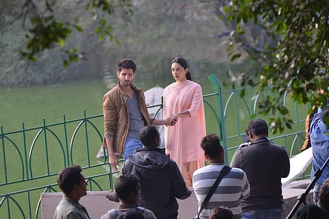 Shahid Kapoor and Kiara Advani during Kabir Singh shooting. (Photo | Twitter)