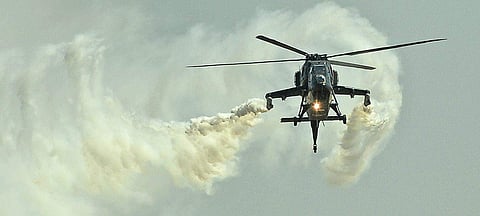 HAL’s Light Combat Helicopters, which were displayed at the air show in Bengaluru, are close to being inducted into the Indian Air Force and could add significant traction to HAL’s sales performance  | Vinod Kumar T