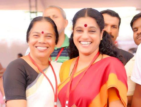 Kannur MP Sreemathi (L) with former MP CS Sujatha. (Photo | Facebook/CS Sujatha)