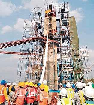 Cable stay erection works for the bridge being constructed across Durgam Cheruvu began on Friday | Express