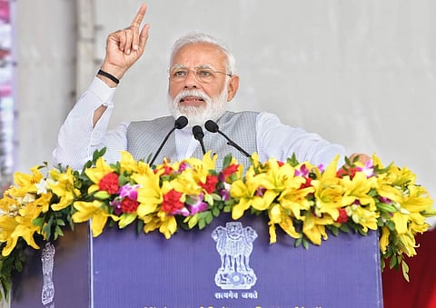 PM Modi in Noida. (Photo | PIB Twitter @PIB_India)