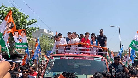 Rahul Gandhi road show before filing nomination. (Photo | Twitter / INC)