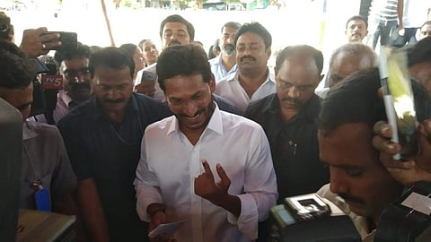 YSRC president YS Jagan Mohan Reddy casting his vote at Pulivedula in Kadapa district. | Express Photo Services