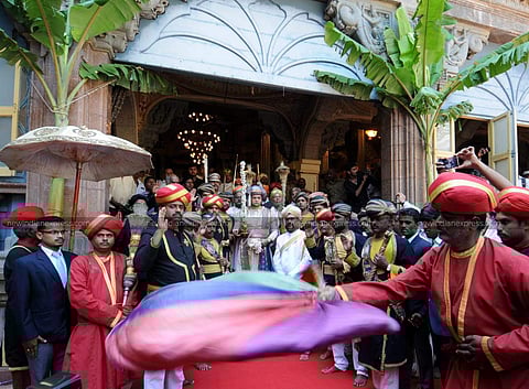 Scion of Mysuru royal family Yaduveer Krishnadatta Chamaraja Wadiyar during private Dasara in Mysuru. (Udayashankar S | EPS)
