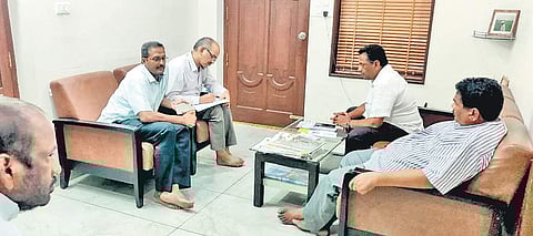 I-T officials at the residence of YSRC Lok Sabha candidate Modugula Venugopala Reddy in Guntur on Wednesday I Express