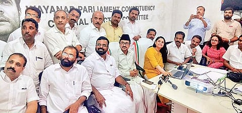 AICC social media chairperson Divya Spandana inaugurating the digital war room for Rahul Gandhi’s campaign in Kozhikode on Thursday | Express