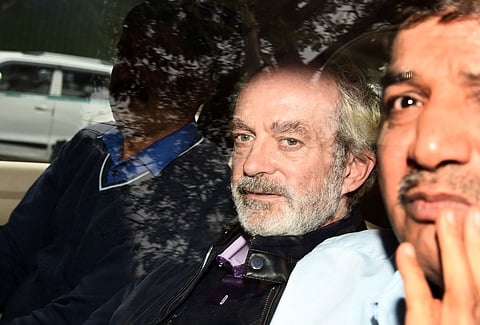 AugustaWestland scam accused Christian Michel outside Patiala House Court before being produced in New Delhi (File Photo | EPS/Parveen Negi)