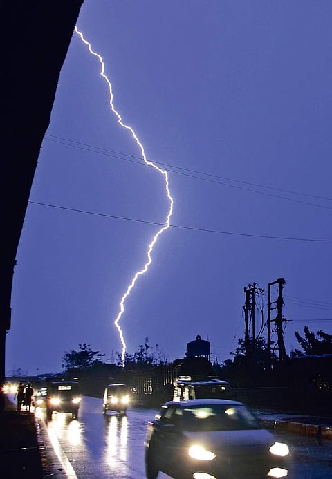 Lightning flashes on  Bhubaneswar skyline on Thursday | Biswanath Swain