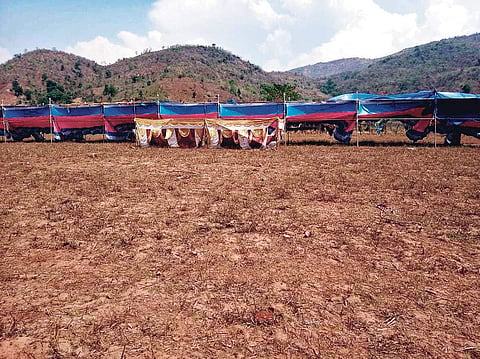 The make-shift polling booths set up near Kunturpadar BSF base camp which witnessed zero polling I Express