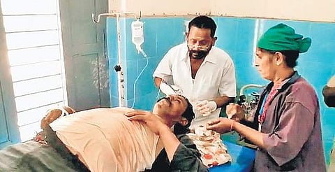 A person, who was injured in a clash between TDP and YSRC activists, undergoing treatment at Tadipatri in Anantapur district on Thursday | Express