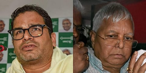 JD(U) vice-president Prashant Kishor (L) and RJD supremo Lalu Prasad Yadav (R).   (File | PTI)