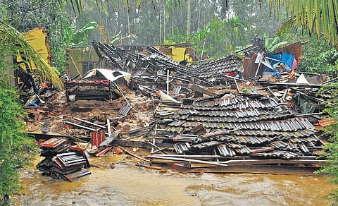 A house in Wayanad which was destroyed in mid-August’s flood havoc | Express