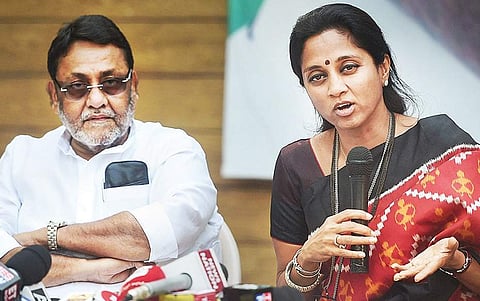 Nationalist Congress Party spokesperson Nawab Malik at a press conference. (File | PTI)