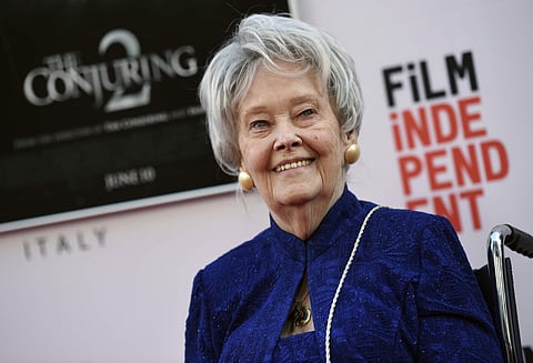 Paranormal investigator and film consultant Lorraine Warren poses at the premiere of the film 'The Conjuring 2' during the Los Angeles Film Festival (File| AP)