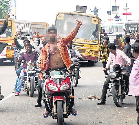 File picture of Presidency College students disrupting traffic in August 2014