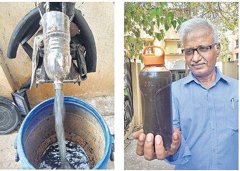 A resident with drinking water mixed with sewage  | MADHUMITHA VISWANATH