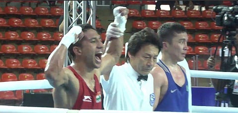 India's Kavinder Singh Bisht upstaged world champion Kairat Yeraliyev to be assured of his maiden Asian Championship medal (Photo | Twitter@TheBridge_IN )