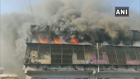 Fire breaks out at a building in Kalher, Bhiwandi.  (Photo| ANI)